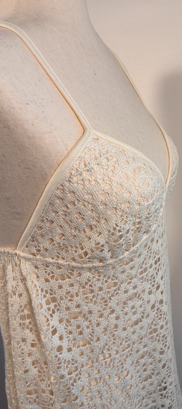 No Boundaries Crochet Lace Cami Tank Top Slip Sheer Ivory Coquette Size XS